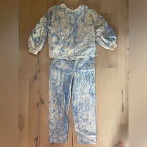 Rachel Comey for Target cloud tie dye sweatshirt and jeans.